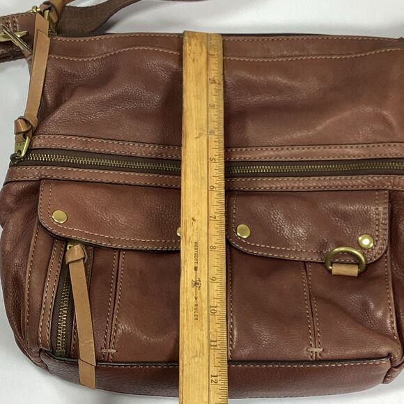 Fossil Brown Leather Morgan Traveler Crossbody Messenger Bag Purse - Picture 15 of 15